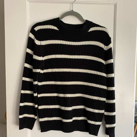Sweaters - Black and white striped knit sweater